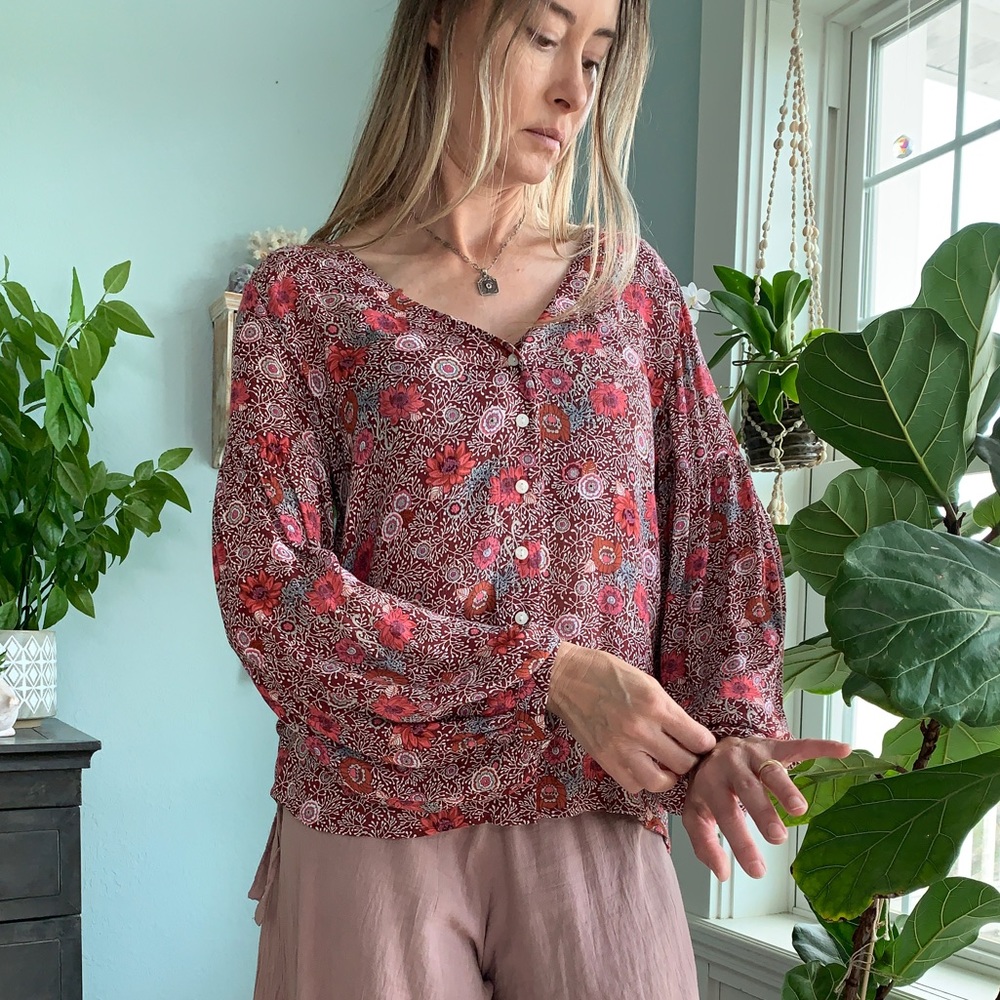 Lucky Brand Floral Button Down Blouse